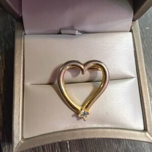 Gold Heart Pendant with Diamond Accent